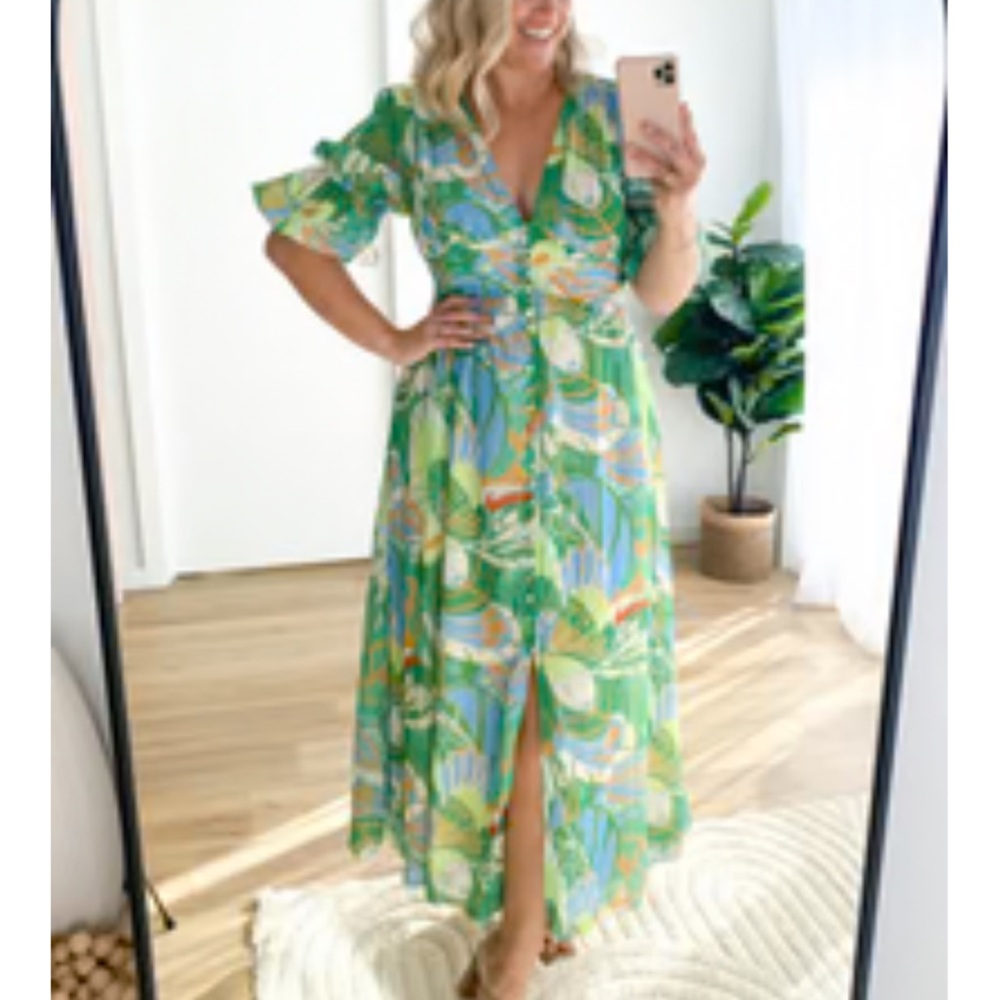 Floral Green Maxi Dress